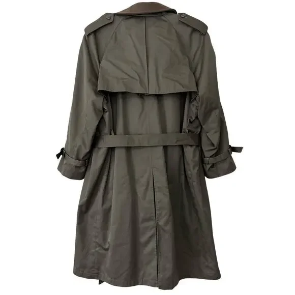 Vintage Perusal double Breasted Trench Coat zip Out wool Liner outdoor prep 44S - Picture 7 of 14